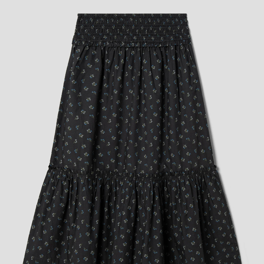 GANNI Printed Cotton Smock Maxi Skirt (Petite) – Ash