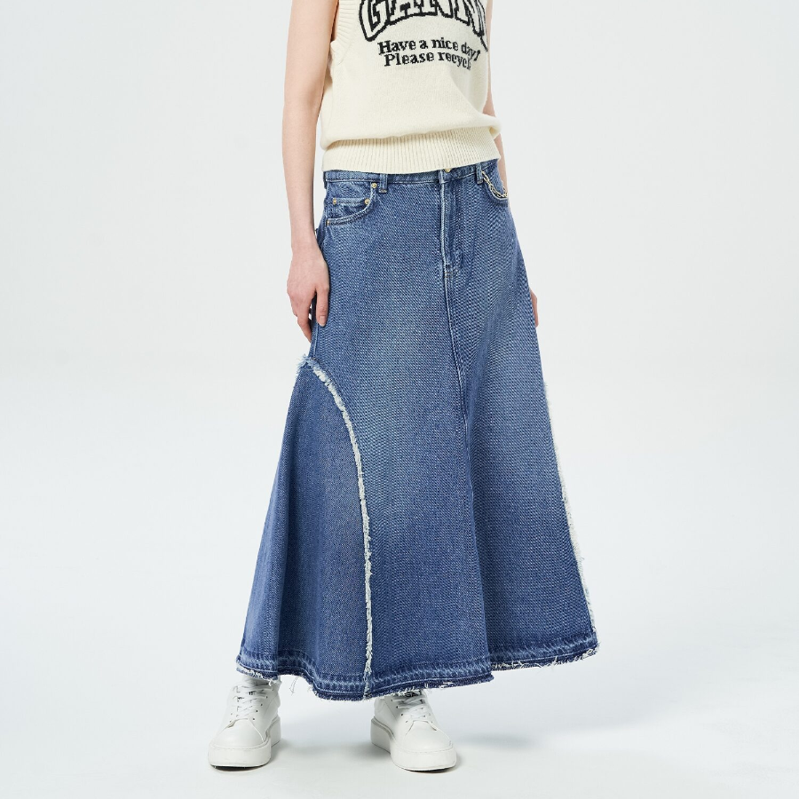 GANNI Heavy Denim Maxi Skirt – Blue
