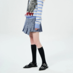 GANNI Cotton Tweed Wrap Mini Skirt – Sky Blue