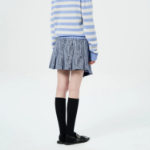 GANNI Cotton Tweed Wrap Mini Skirt – Sky Blue