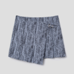 GANNI Cotton Tweed Wrap Mini Skirt – Sky Blue
