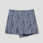 GANNI Cotton Tweed Wrap Mini Skirt – Sky Blue