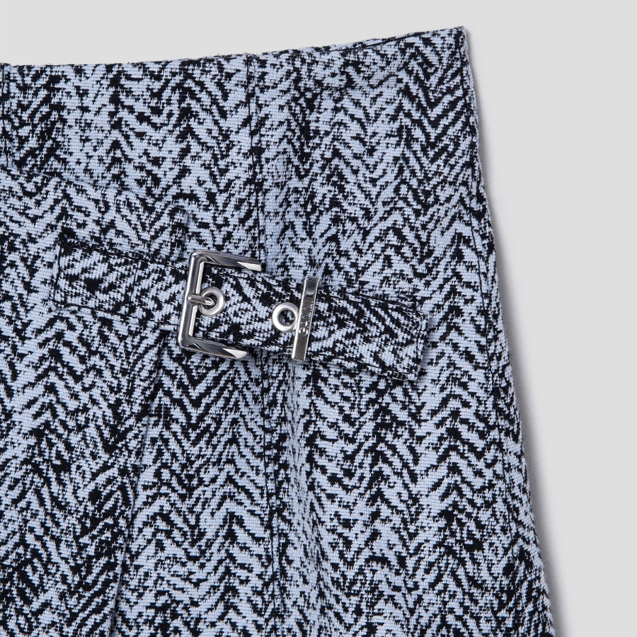 GANNI Cotton Tweed Wrap Mini Skirt – Sky Blue