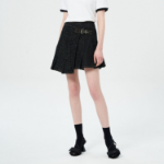 GANNI Fluffy Denim Wrap Mini Skirt – Black