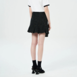 GANNI Fluffy Denim Wrap Mini Skirt – Black