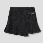 GANNI Fluffy Denim Wrap Mini Skirt – Black