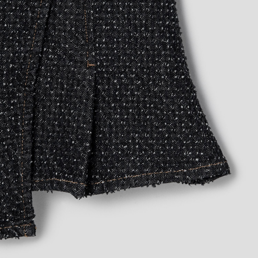 GANNI Fluffy Denim Wrap Mini Skirt – Black