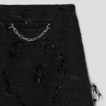 GANNI Fringed Tweed Mini Skirt – Black