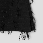 GANNI Fringed Tweed Mini Skirt – Black