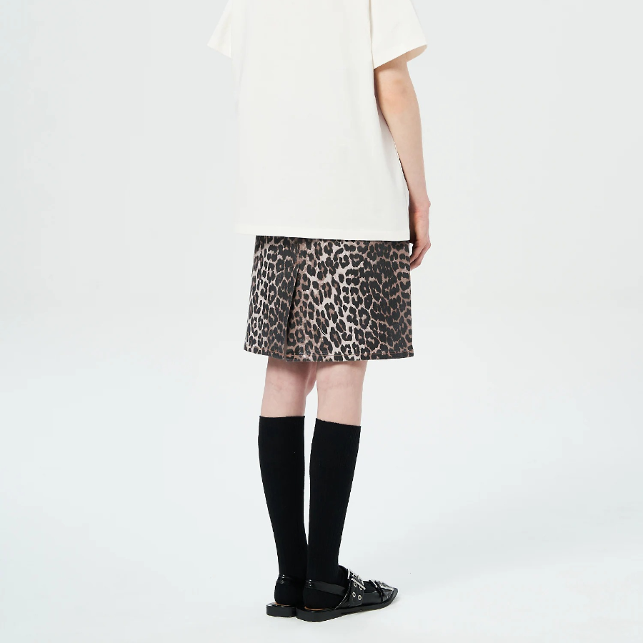 GANNI Foil Print Denim Skirt – Brown