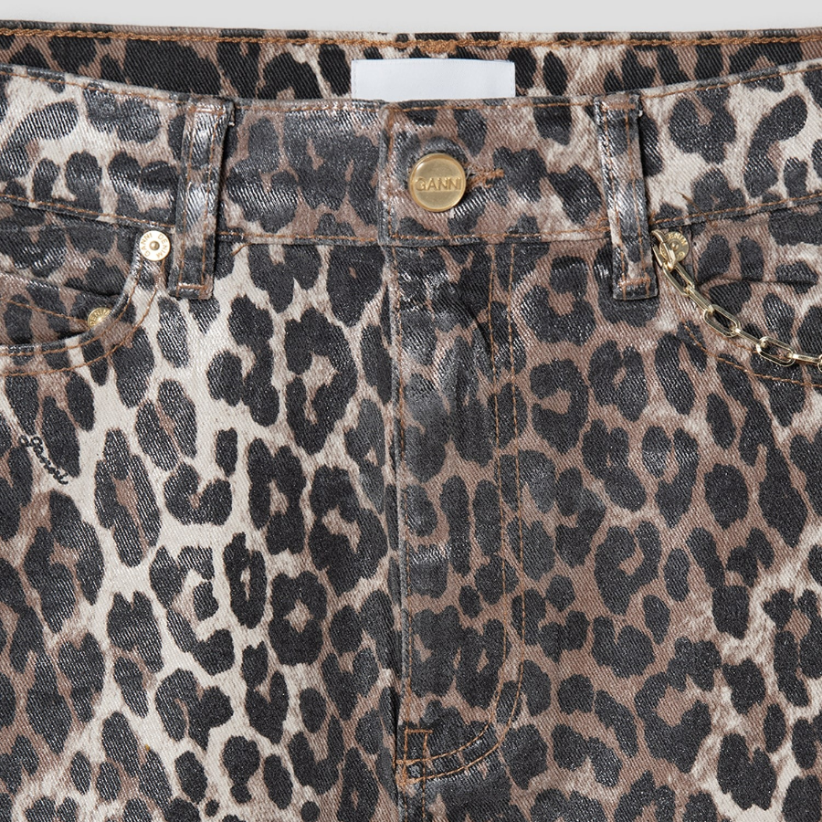 GANNI Foil Print Denim Skirt – Brown