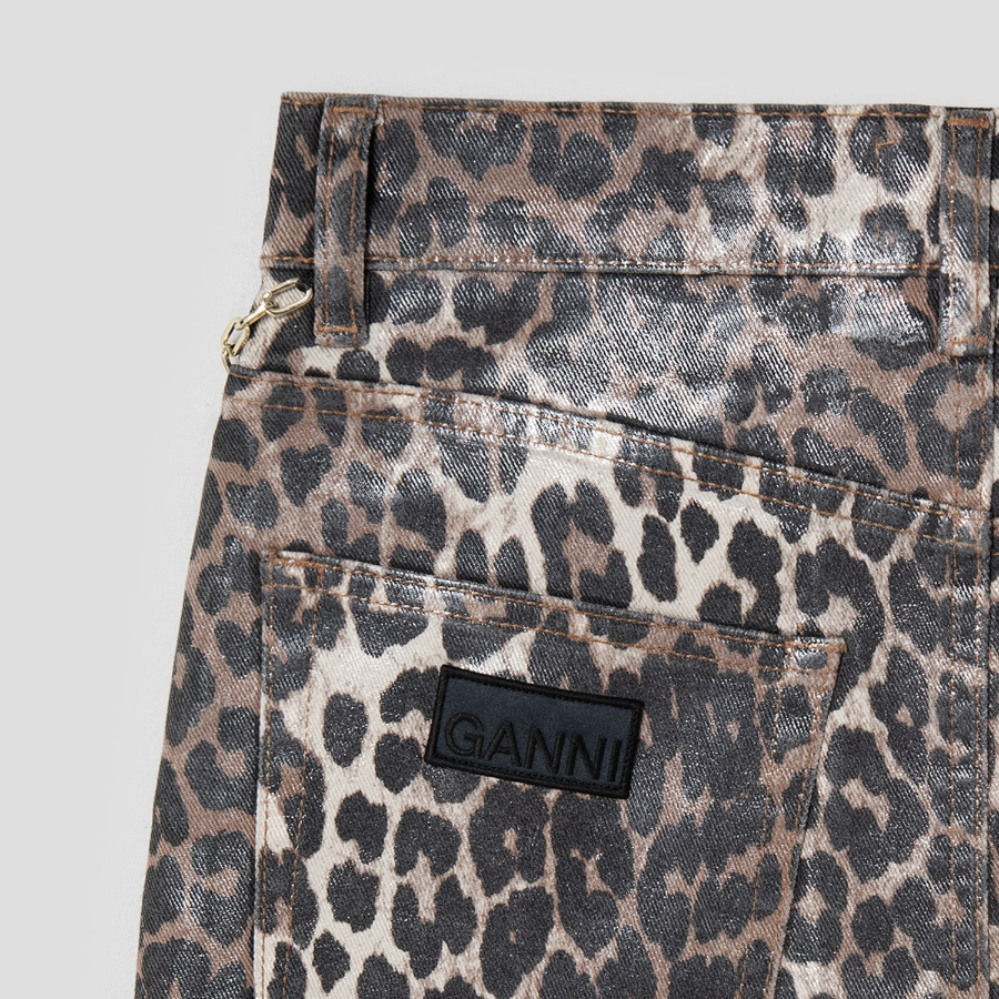 GANNI Foil Print Denim Skirt – Brown