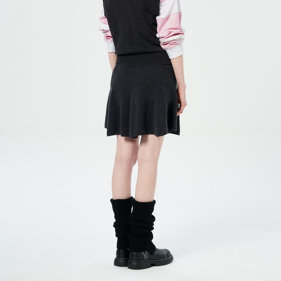 GANNI Cashmere Mix Mini Skirt – Ash