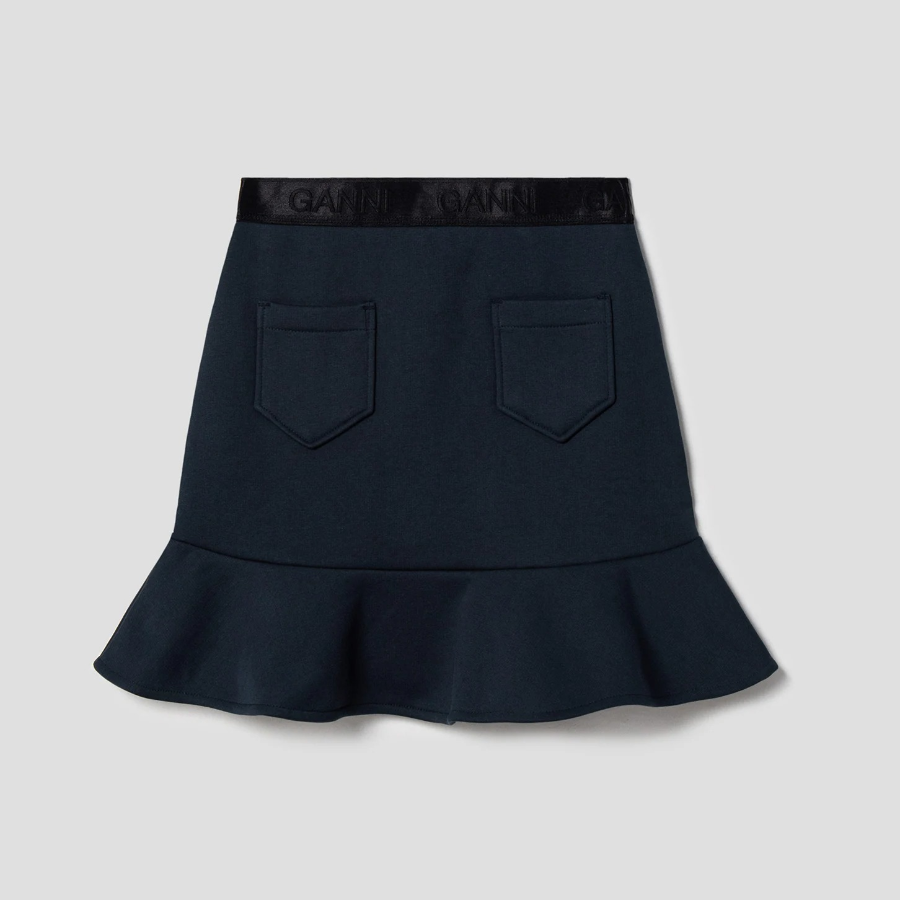 GANNI Heavy Fleece Mini Skirt – Navy