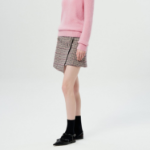 GANNI Check Wool Mix Wrap Mini Skirt – Beige