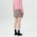 GANNI Check Wool Mix Wrap Mini Skirt – Beige