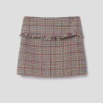 GANNI Check Wool Mix Wrap Mini Skirt – Beige