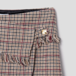 GANNI Check Wool Mix Wrap Mini Skirt – Beige