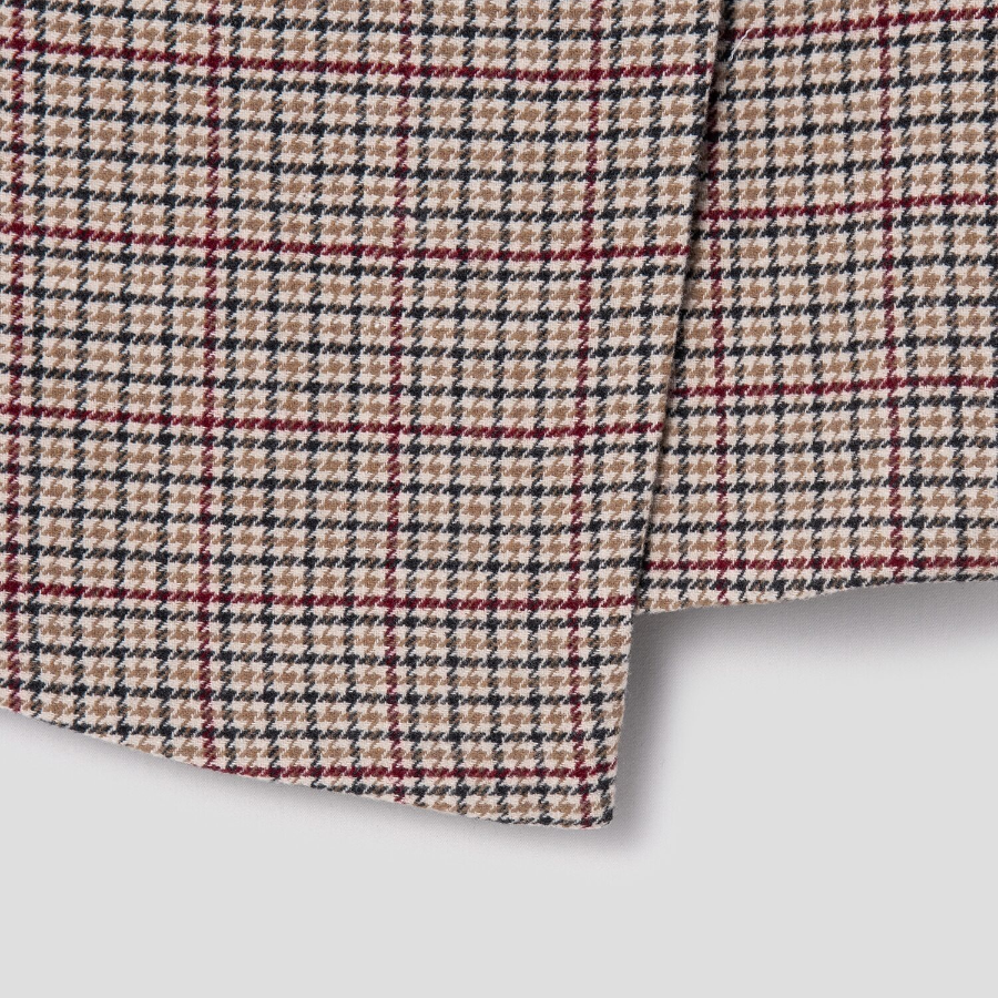 GANNI Check Wool Mix Wrap Mini Skirt – Beige