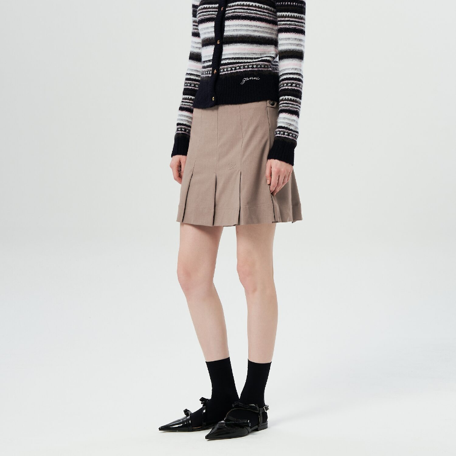 GANNI Drapey Melange Mini Skirt – Beige