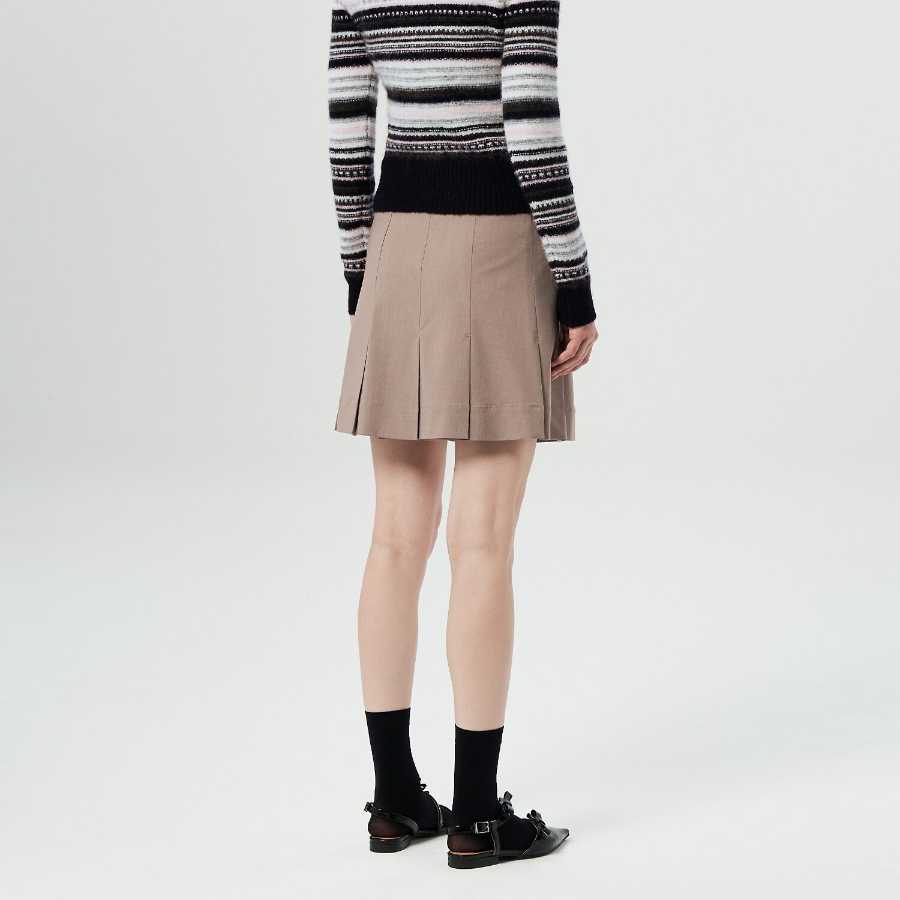 GANNI Drapey Melange Mini Skirt – Beige