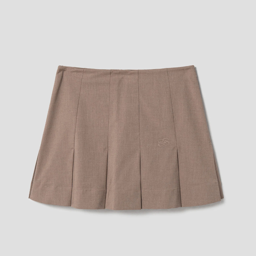 GANNI Drapey Melange Mini Skirt – Beige