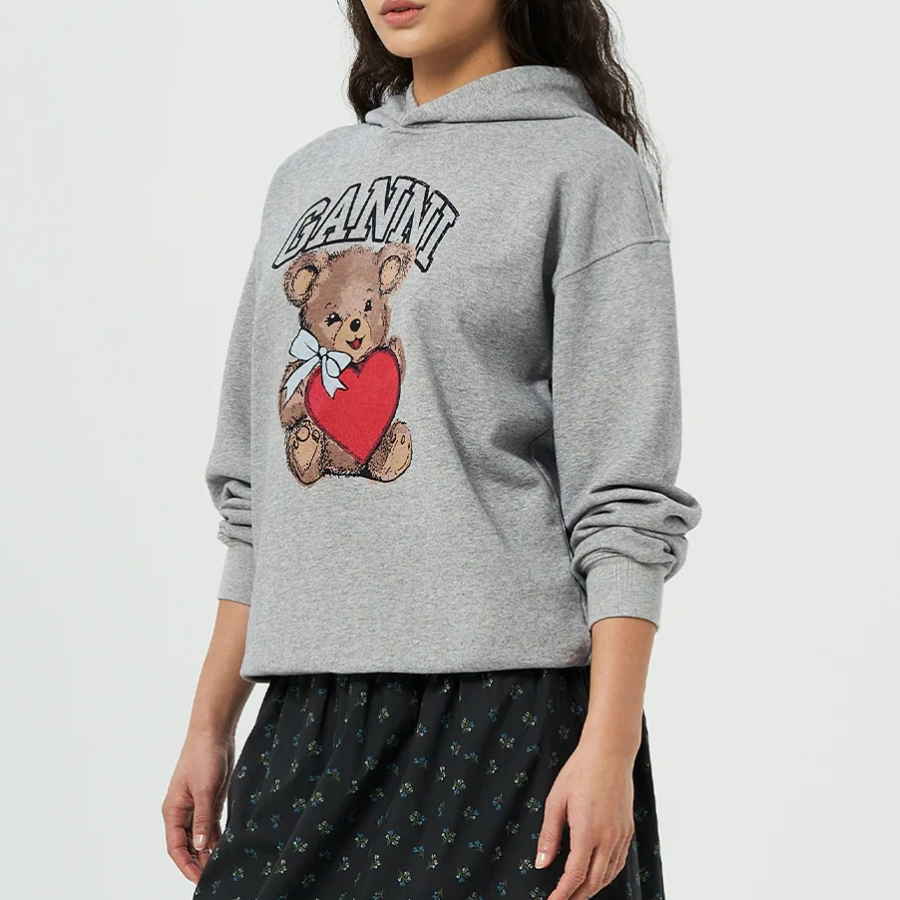 GANNI [EXCLUSIVE] Isoli Bear Oversized Hoodie – Ash