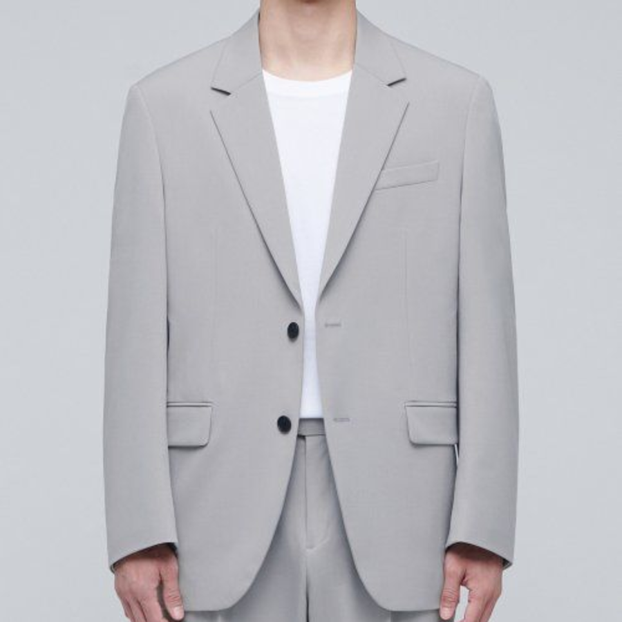 Lightweight Relaxed Basic Blazer — Light Grey