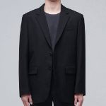 Relaxed Basic Wool Blazer — Black