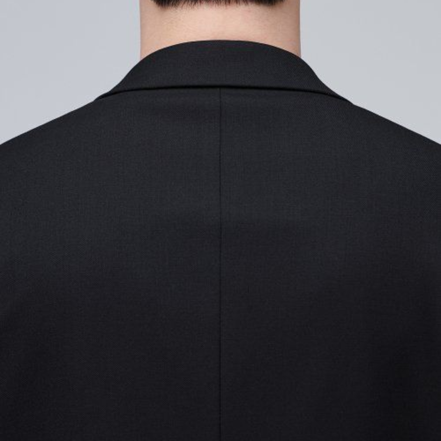 Relaxed Basic Wool Blazer — Black