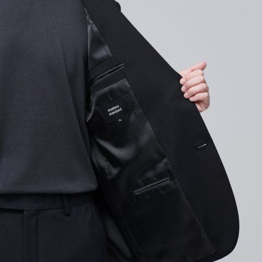 Relaxed Basic Wool Blazer — Black