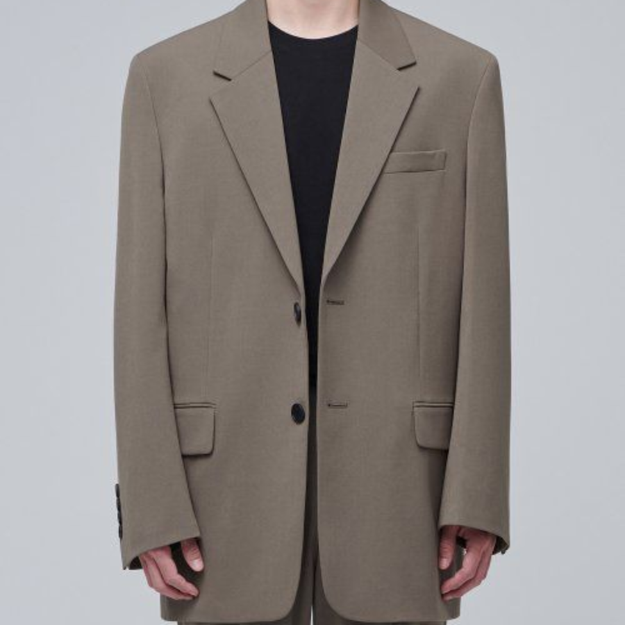 Daddy Shoulder Oversized Blazer — Dusty Beige