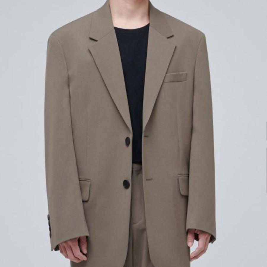 Daddy Shoulder Oversized Blazer — Dusty Beige