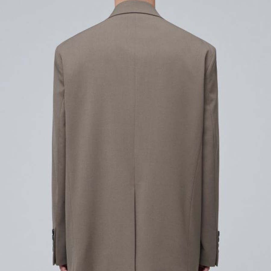 Daddy Shoulder Oversized Blazer — Dusty Beige