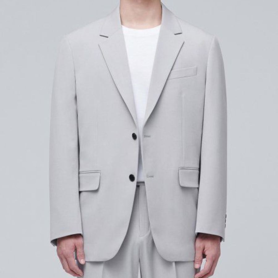 Relaxed Basic Blazer — Light Grey
