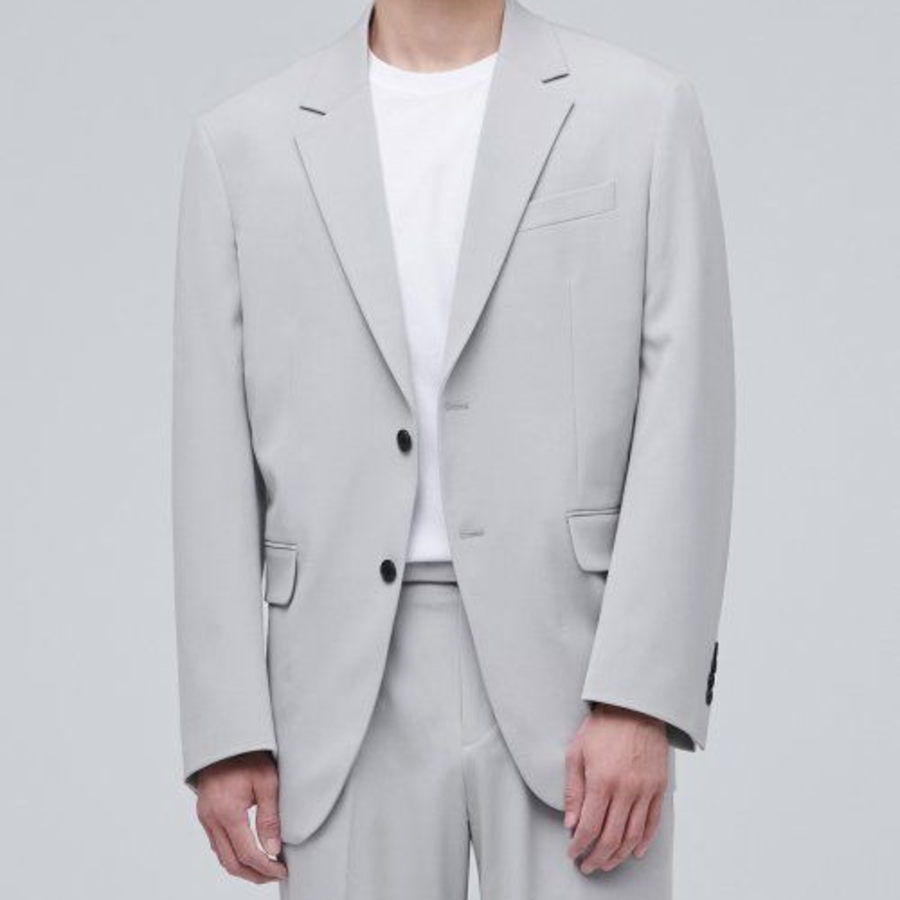 Relaxed Basic Blazer — Light Grey