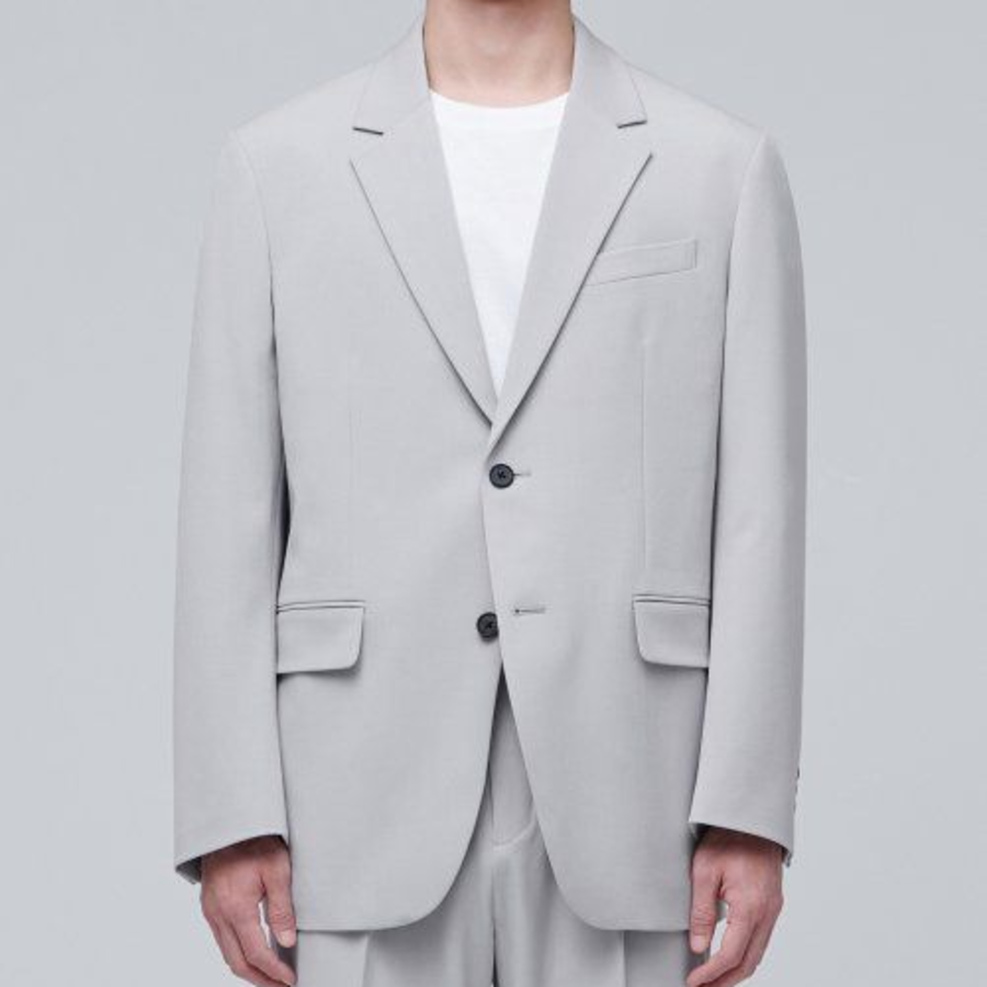 Relaxed Basic Blazer — Light Grey