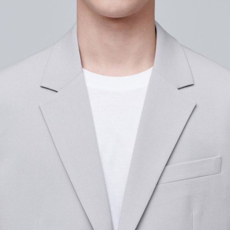 Relaxed Basic Blazer — Light Grey