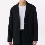 Crinkle Relaxed Blazer — Black