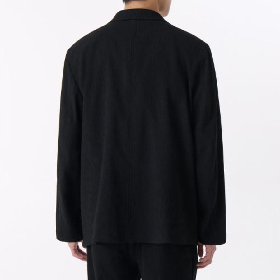 Crinkle Relaxed Blazer — Black