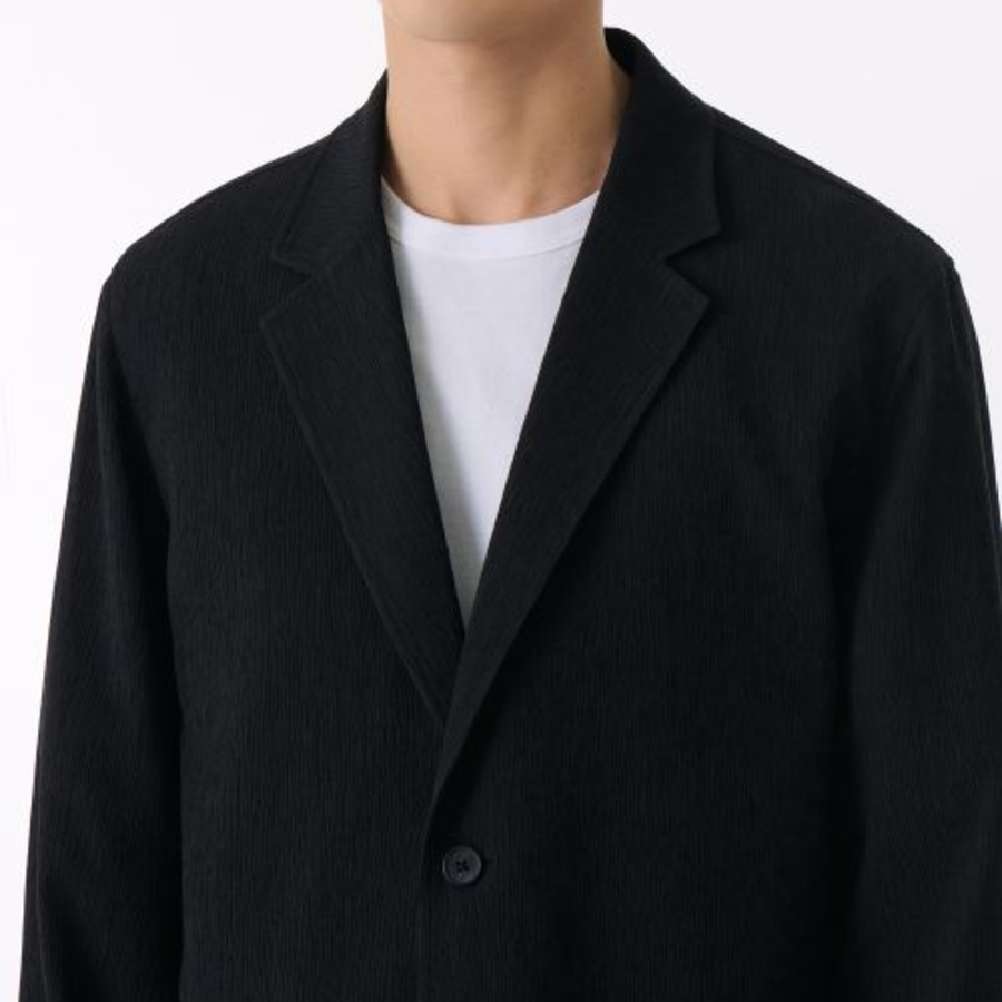 Crinkle Relaxed Blazer — Black