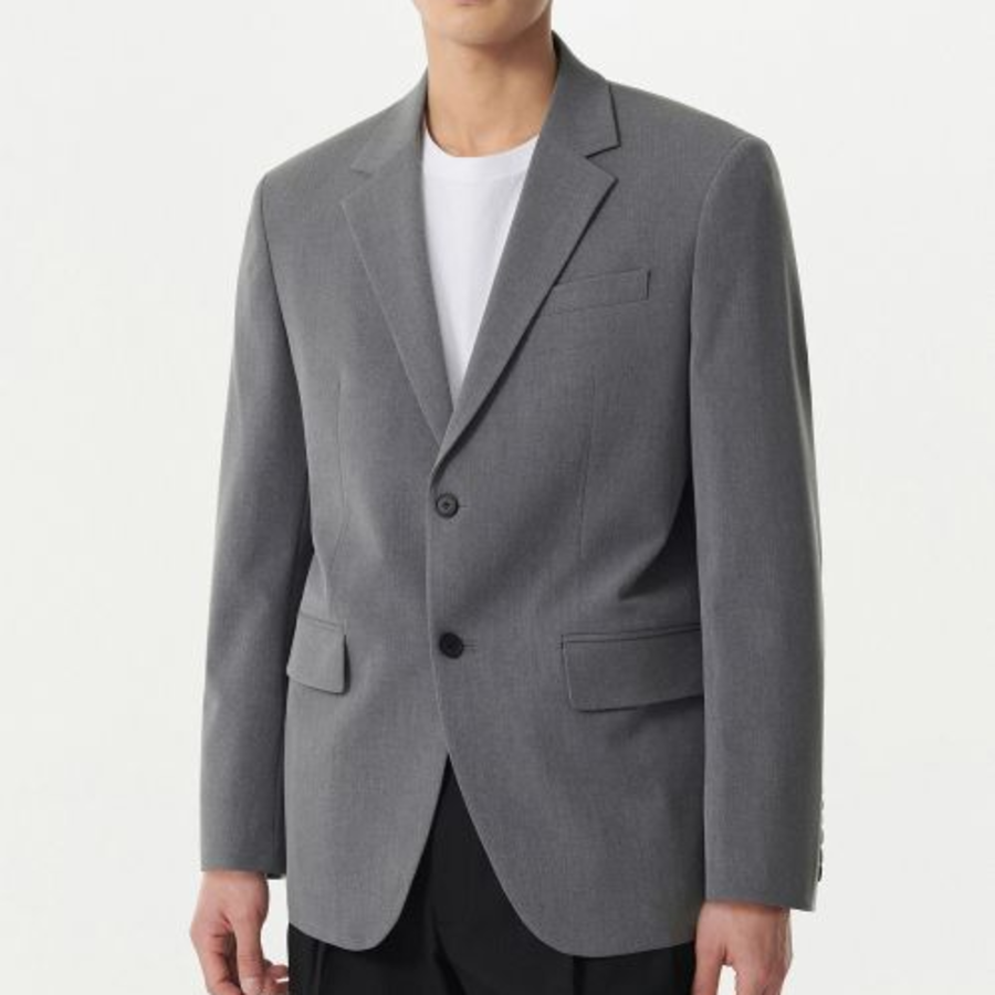 Relaxed Basic Blazer — Grey