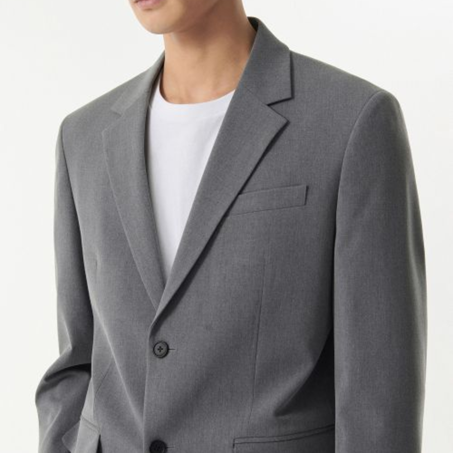 Relaxed Basic Blazer — Grey