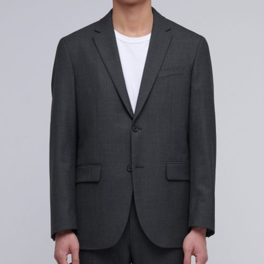 Basic Wool Blazer — Charcoal Gray