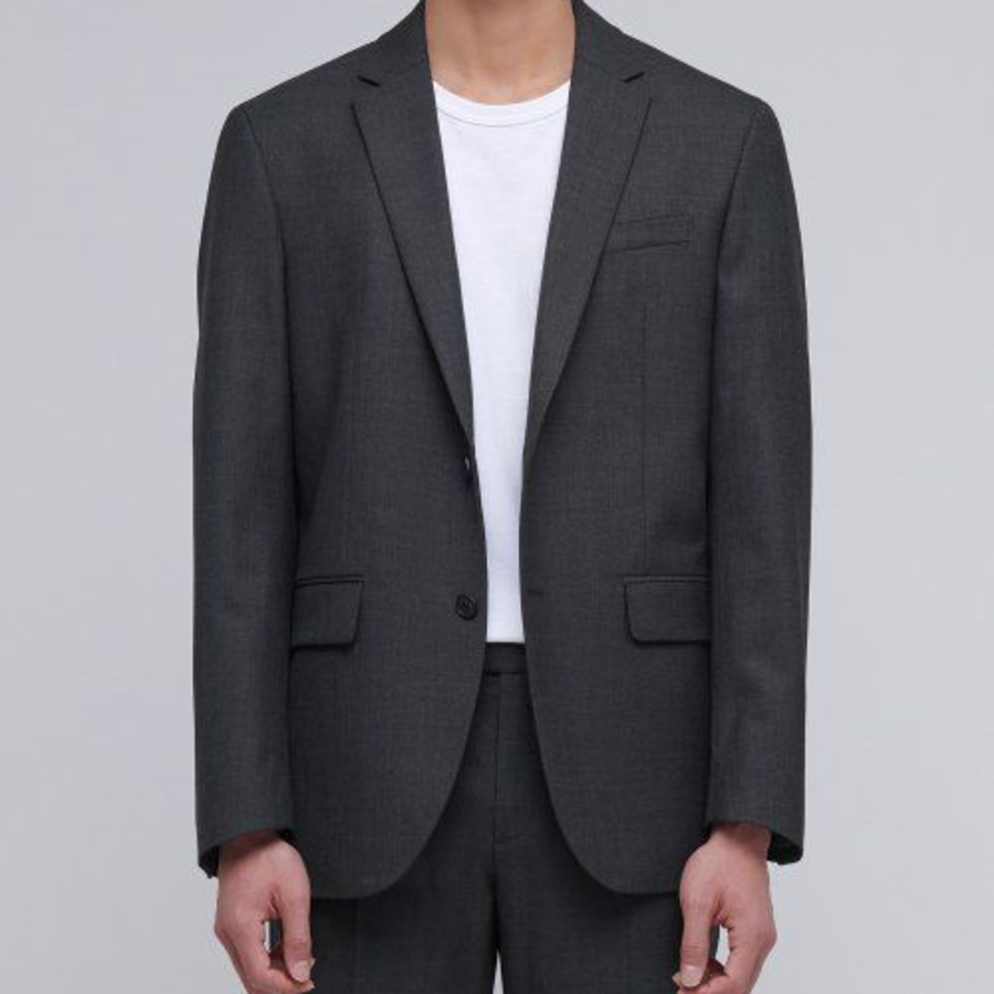 Basic Wool Blazer — Charcoal Gray