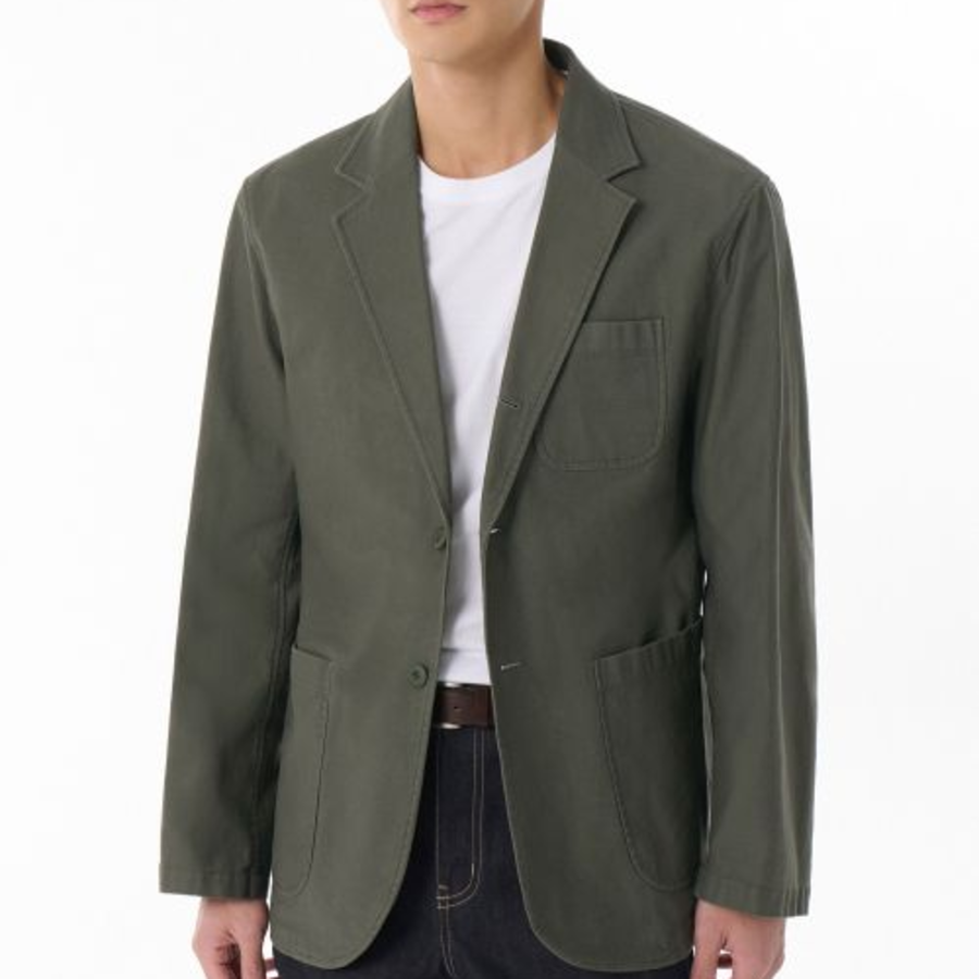 Back Satin Out Pocket Blazer — Khaki