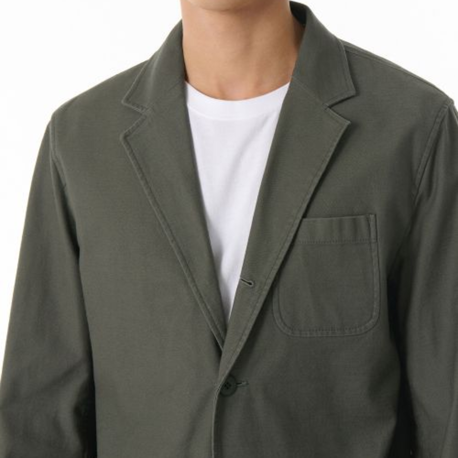 Back Satin Out Pocket Blazer — Khaki