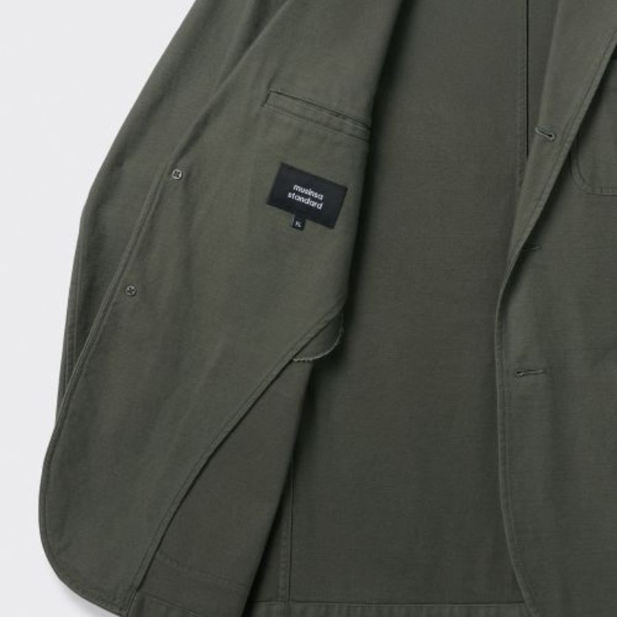 Back Satin Out Pocket Blazer — Khaki