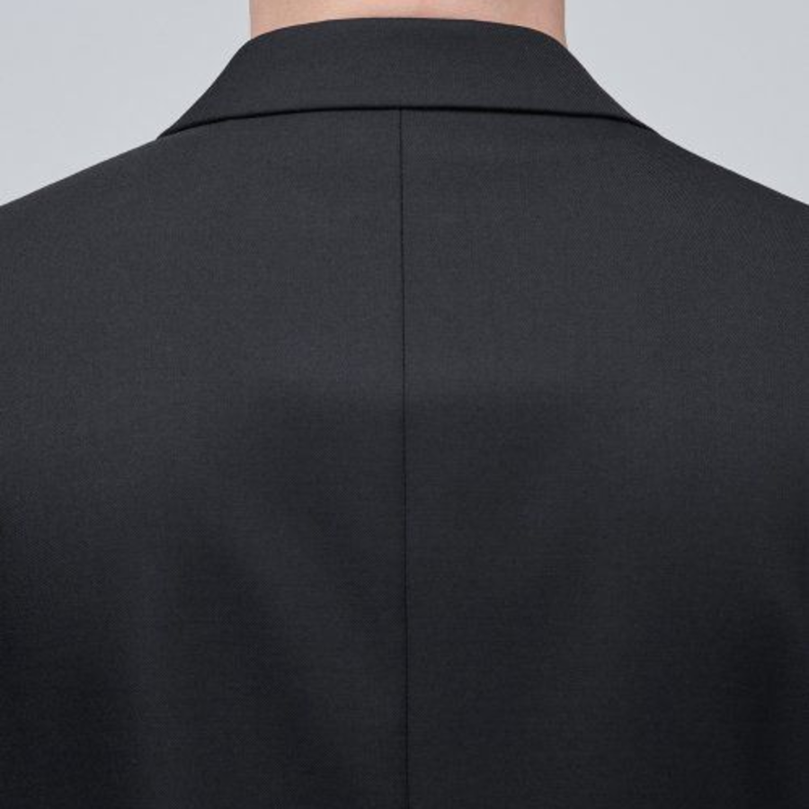 Wool Blend Relaxed Basic Blazer — Black