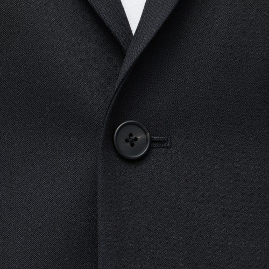 Wool Blend Relaxed Basic Blazer — Black